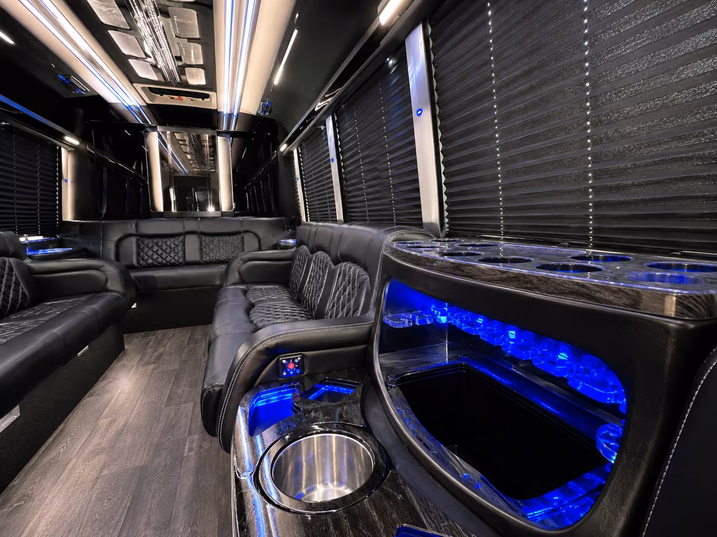 Hayward Bachelor & Bachelorette Transportation party bus interior