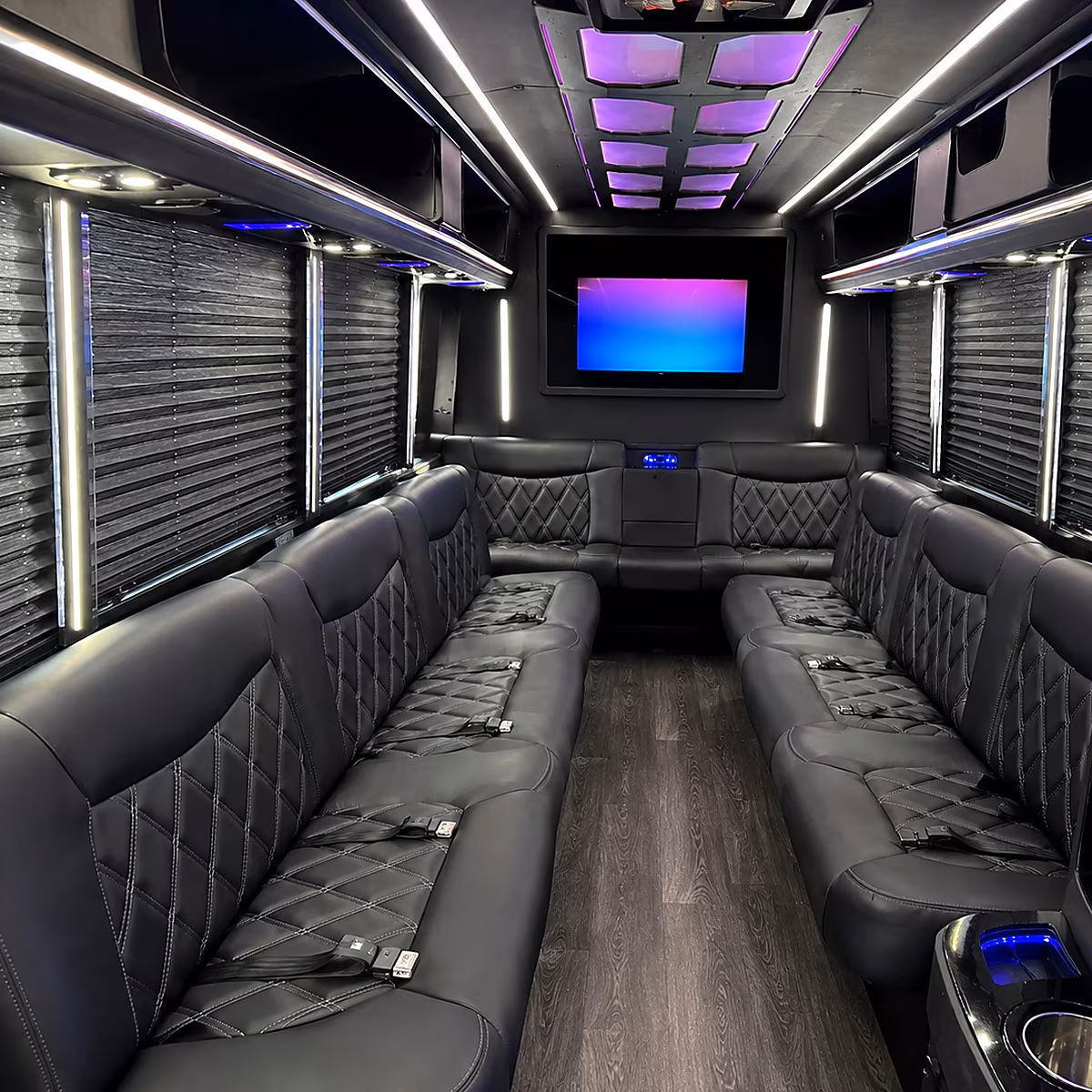 Hayward Prom & Homecoming Transportation party bus interior