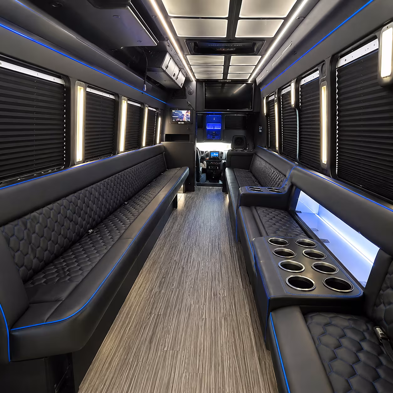 Hayward Prom & Homecoming Transportation party bus interior