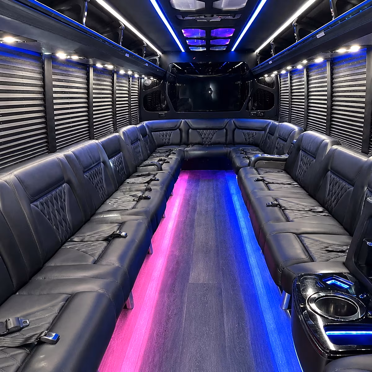 Hayward Sporting Event Transportation party bus interior