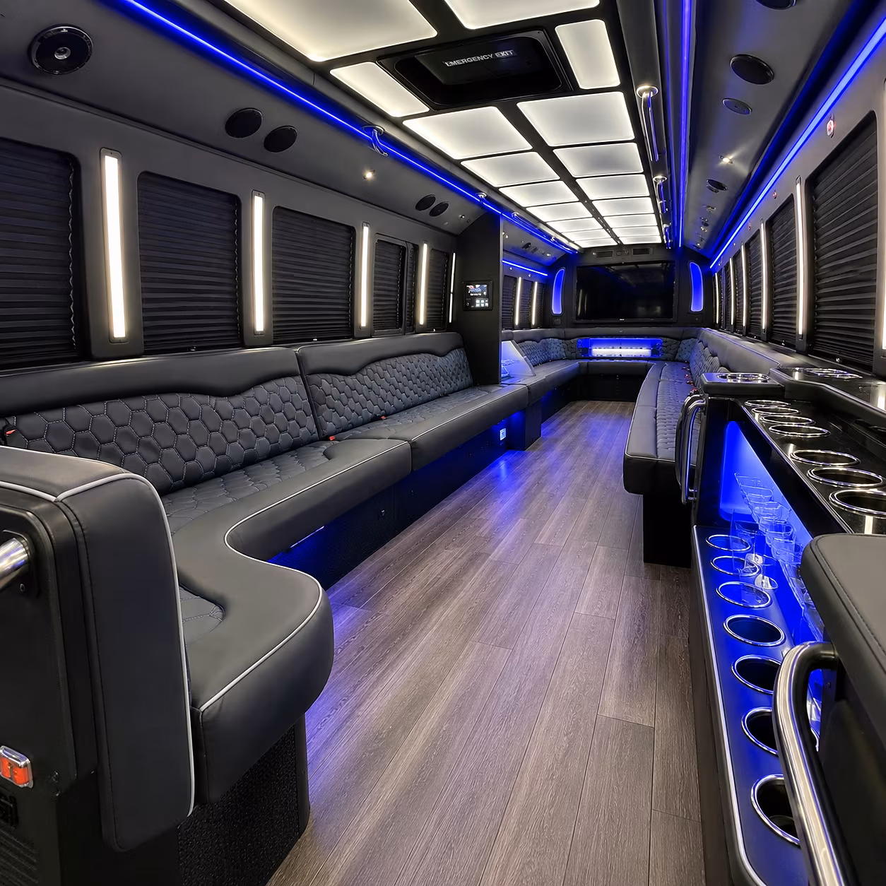 Hayward Winery Tour & Pub Crawl Transportation party bus interior