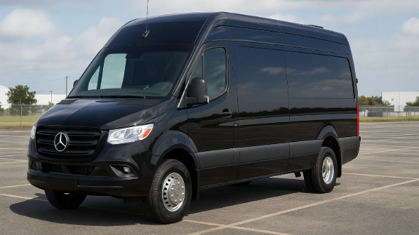 Exterior of Charter Bus Company San Leandro's 14 Passenger Sprinter Limousine in San Leandro