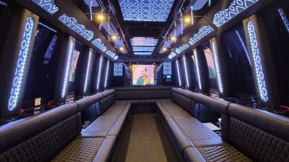 Interior of Hayward Party Bus Company's 25 Passenger Party Bus in Hayward