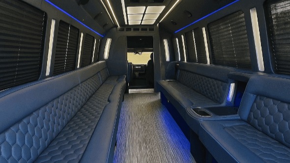 Interior of Charter Bus Company Pleasanton's 25 Passenger Party Bus in Pleasanton