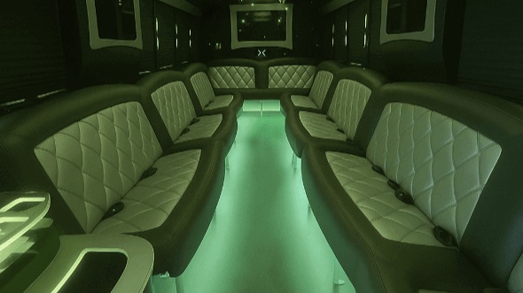 Interior of Charter Bus Company Redwood City's 25 Passenger Party Bus in Redwood City