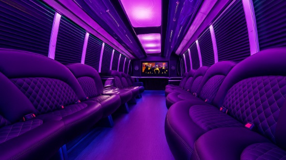Interior of Hayward Party Bus Company's 40 Passenger Party Bus in Hayward