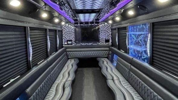 Interior of Charter Bus Company Union City's 40 Passenger Party Bus in Union City