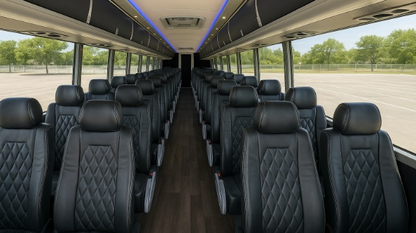 Interior of Charter Bus Company Hayward's 47 Passenger Charter Bus in Hayward