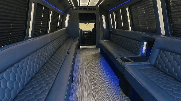 Interior of Charter Bus Company San Ramon's 50 Passenger Party Bus in San Ramon