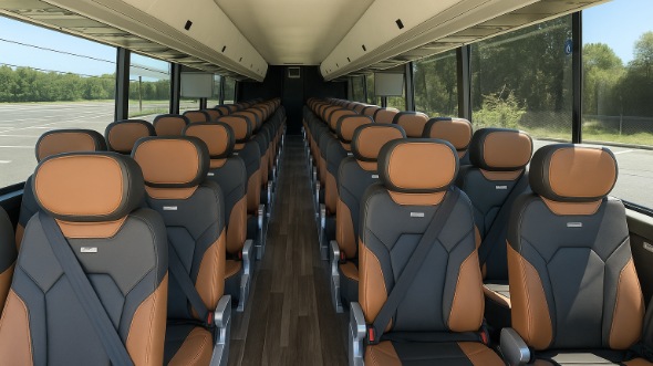 Interior of Charter Bus Company Hayward's 51 Passenger Charter Bus in Hayward