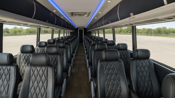 Interior of Charter Bus Company Hayward's 54 Passenger Charter Bus in Hayward